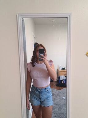 Zara Pink Ruffle Sleeve Blouse